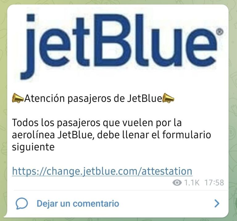 Para viajar a Cuba desde Estados Unidos con JetBlue debes llenar este