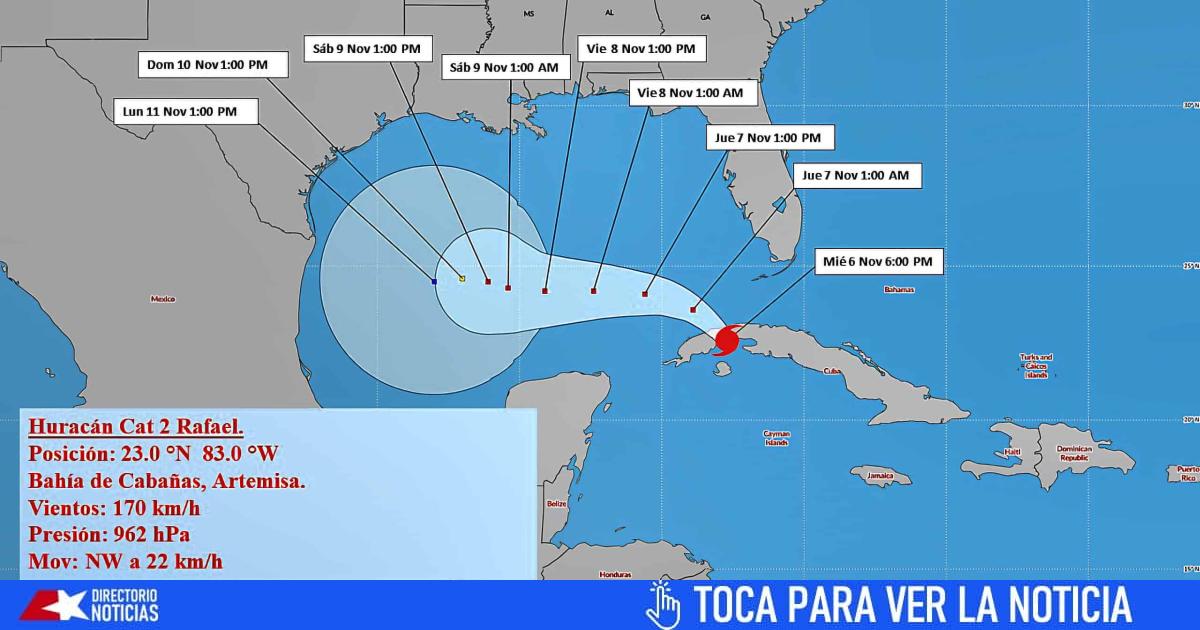 Hurricane Rafael about to go out to sea